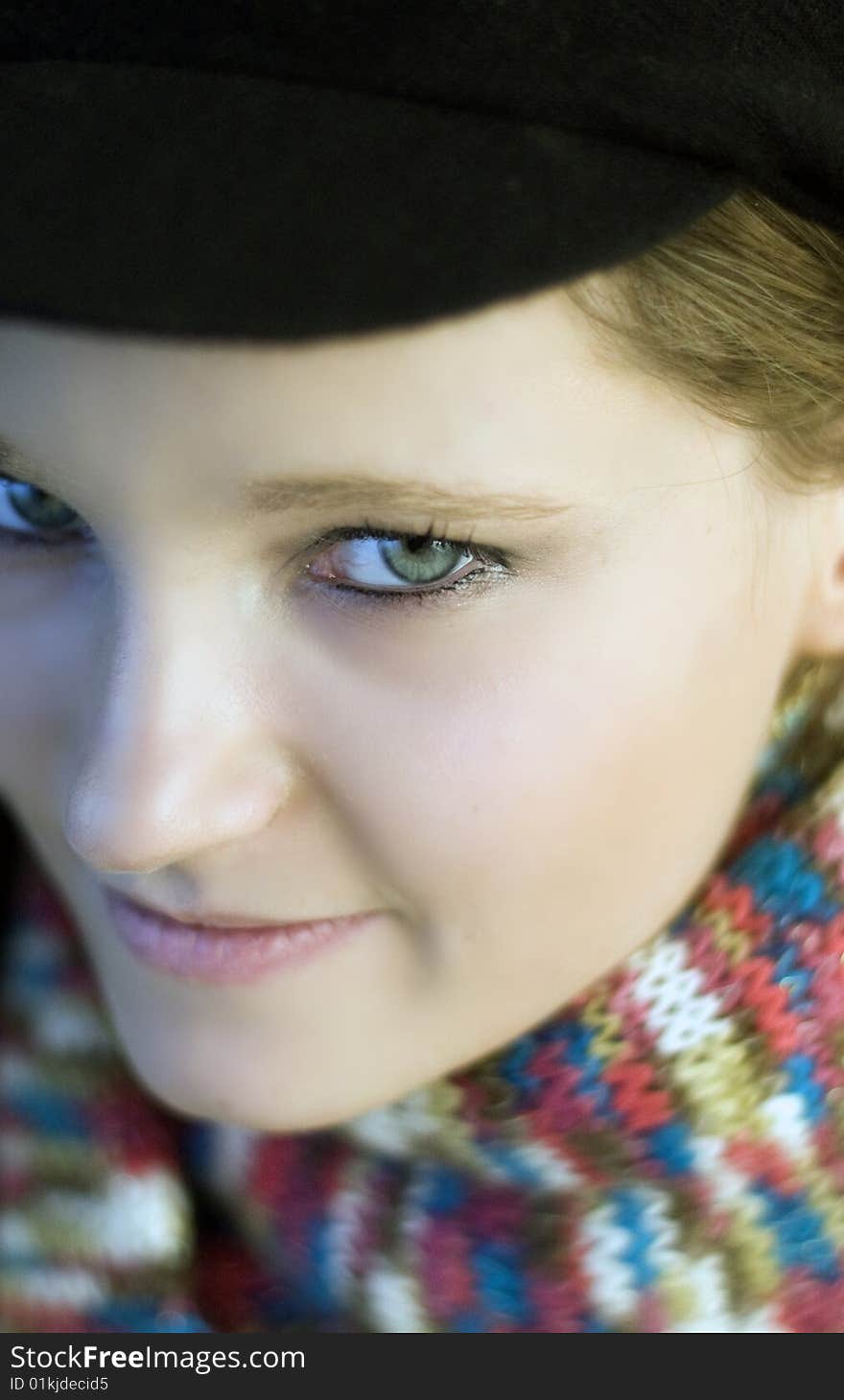 Portrait of a nice russian girl with focus on her green left eye. Portrait of a nice russian girl with focus on her green left eye