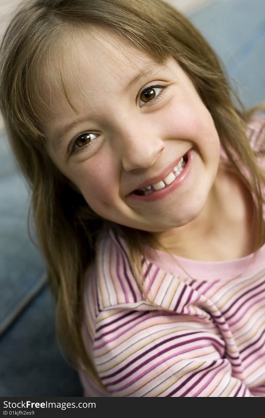 Beautiful nine year old girl smiling. Beautiful nine year old girl smiling.