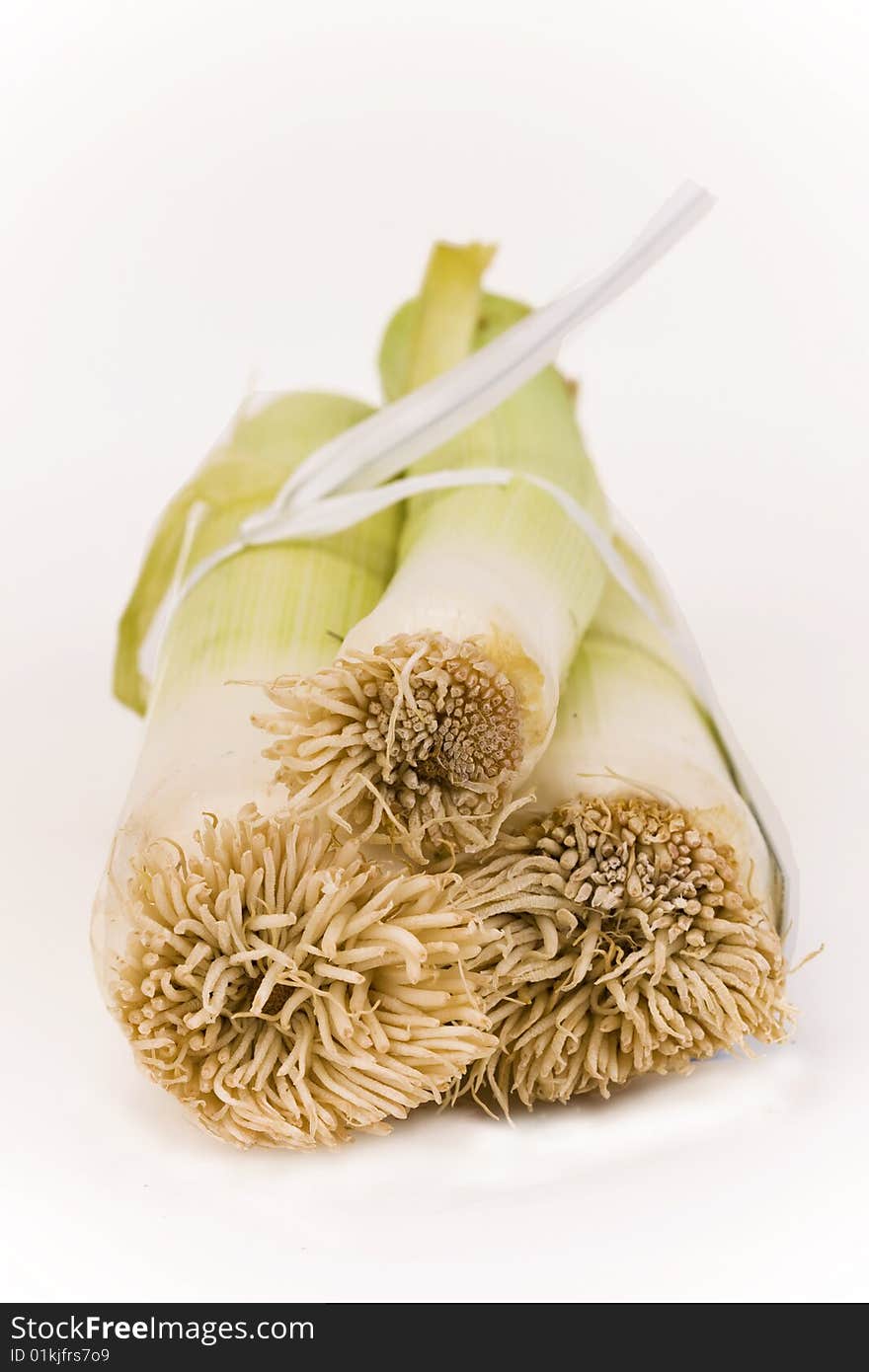 Leeks isolated on a white background