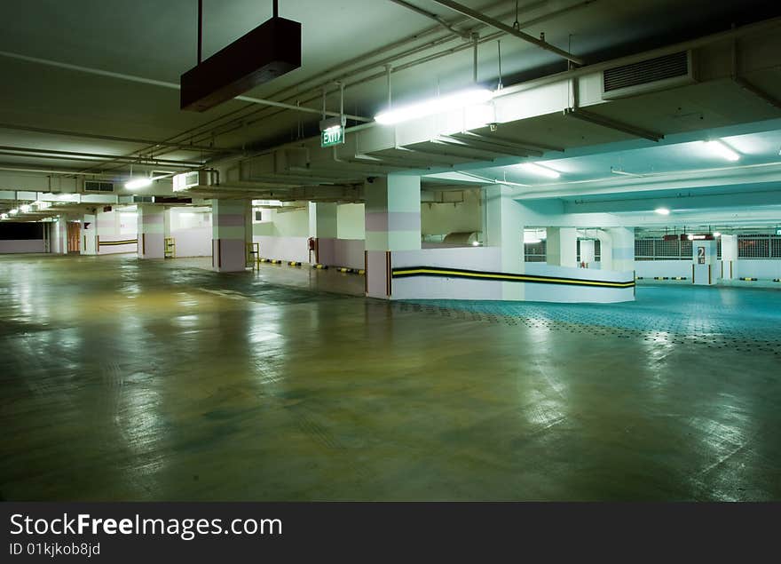 Interior of modern Underground Parking Lot Garage. Interior of modern Underground Parking Lot Garage