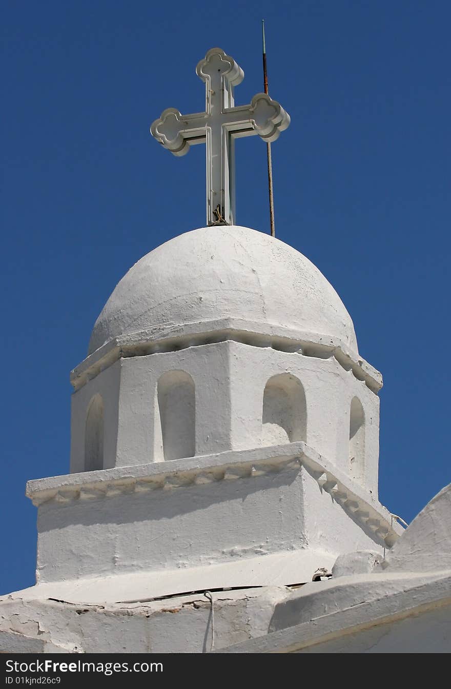 A dome of white chapel. Athens, Greece. A dome of white chapel. Athens, Greece.