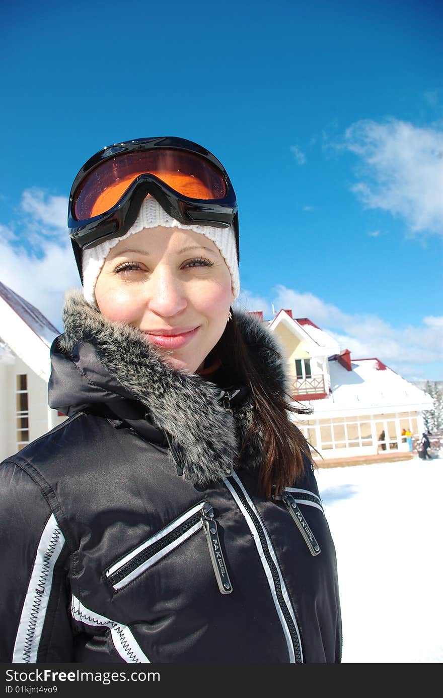 Portrait of female skier