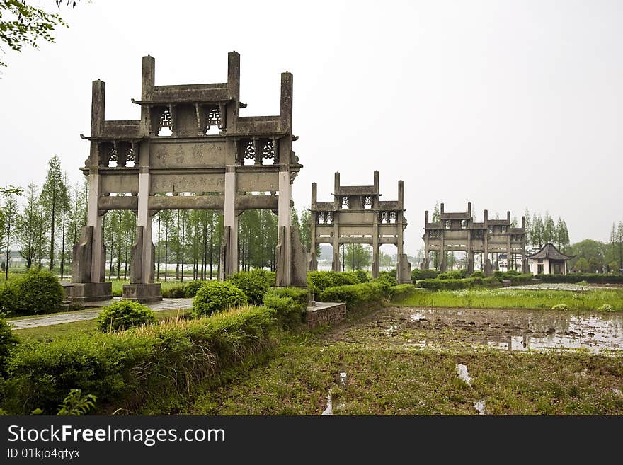 Stone memorial archway group in anhui china.(ancient buildings)