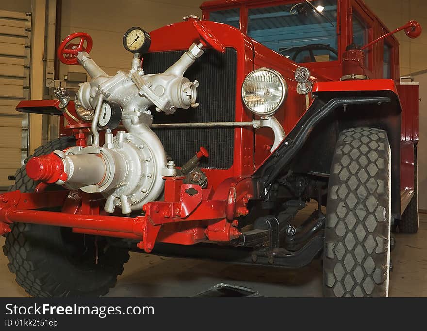 Red antique restored firefighters truck