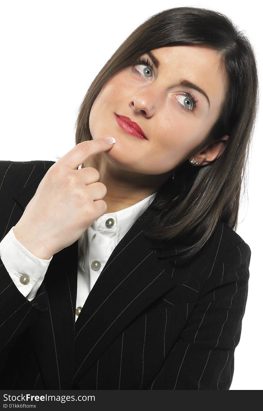 The beautiful businesswoman in a black jacket