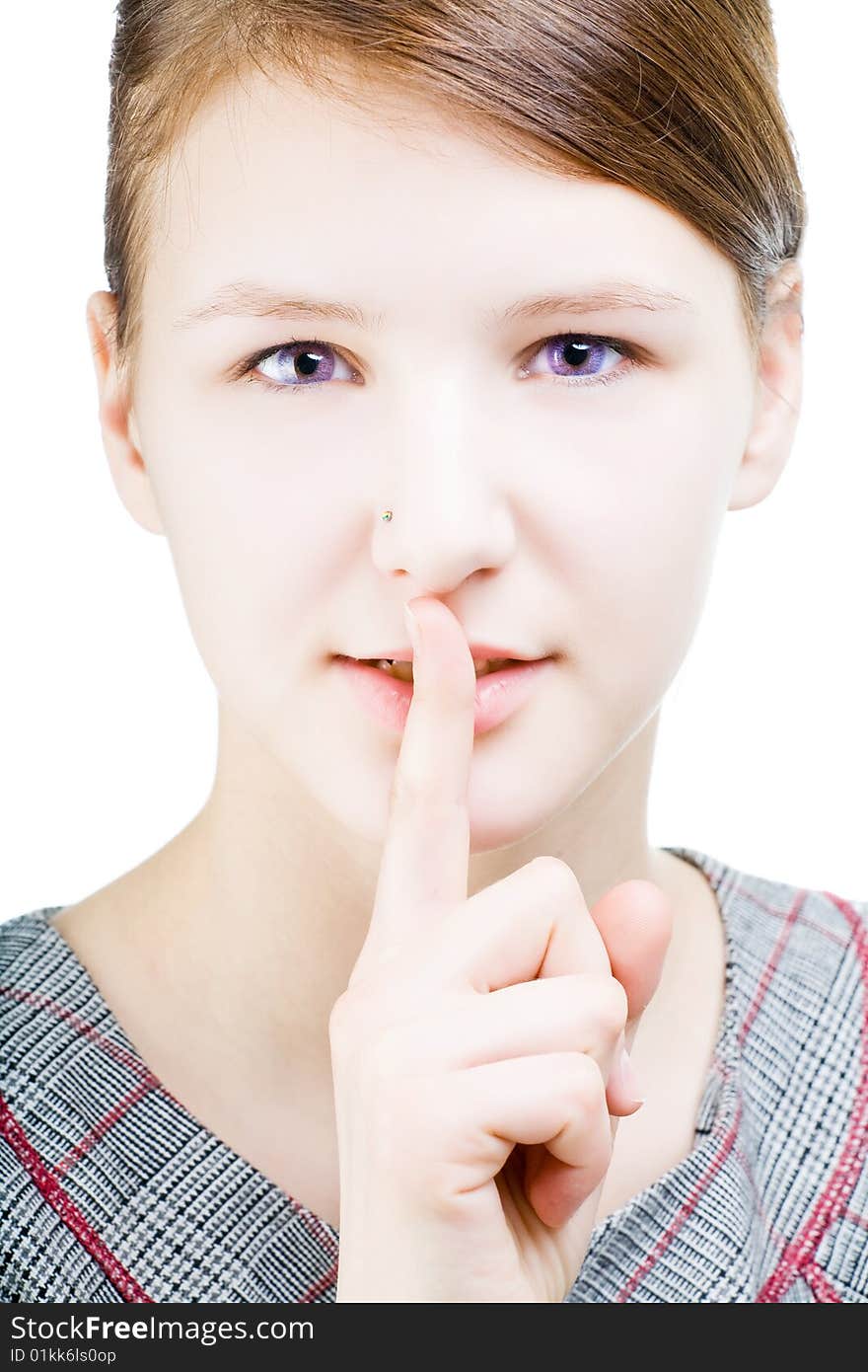 Young woman portrait, studio shoot isolated