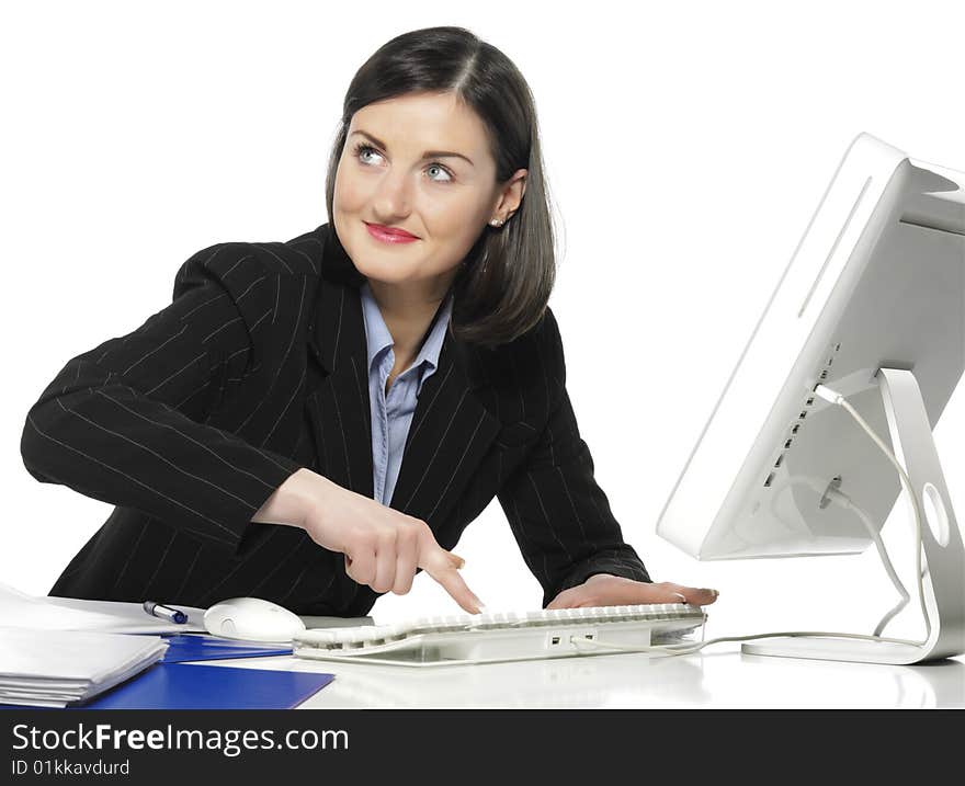 The beautiful businesswoman in a black jacket