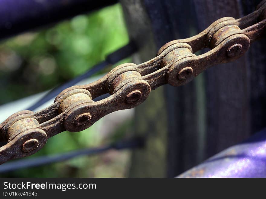 Macro of a rusty Chain of a bike