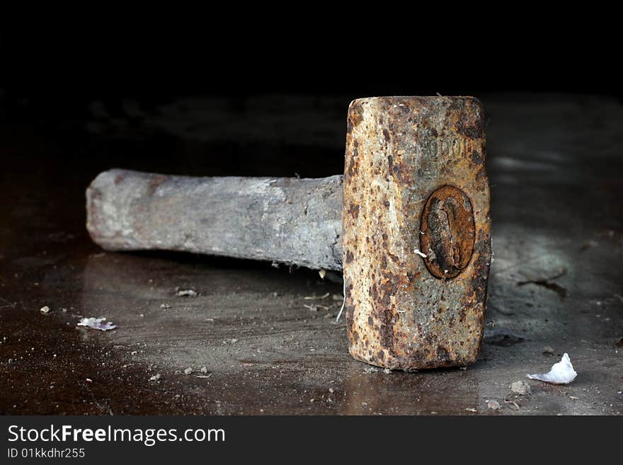 Rusty old hummer against black