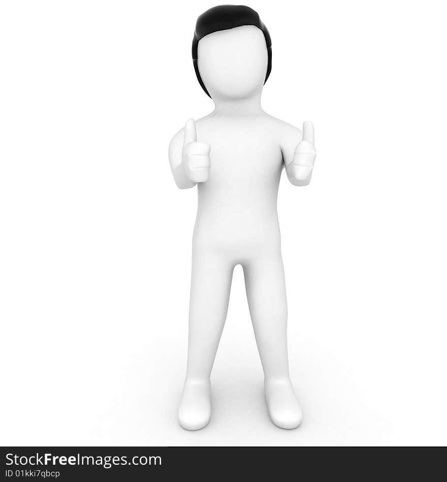 YES- 3d Character With Thumbs Up