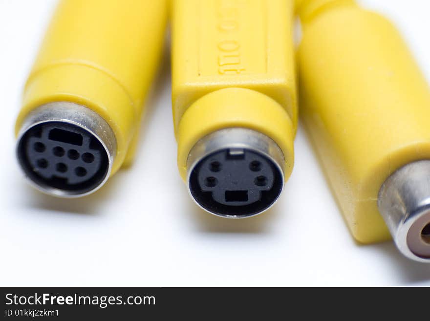 Three video cables on the white background