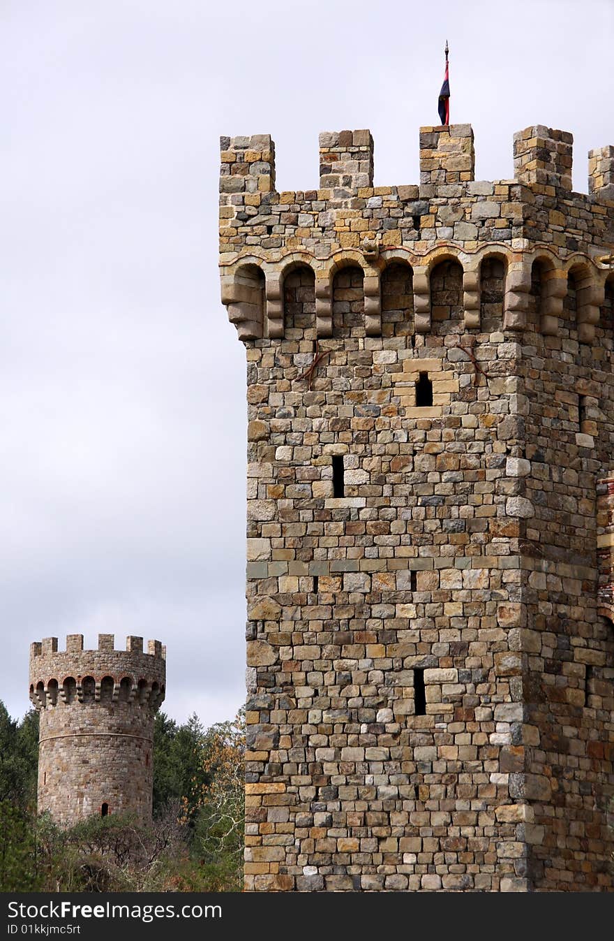 Old medieval castle towers made of stone