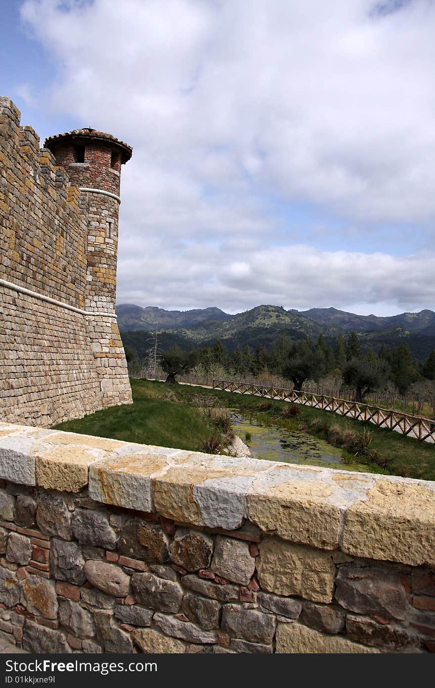 Old medieval castle tower made of stone