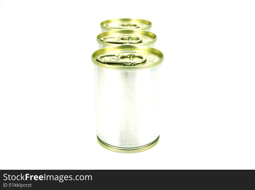 Canned food isolated against a white background