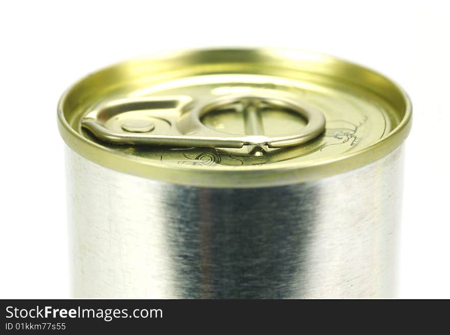 Canned food isolated against a white background