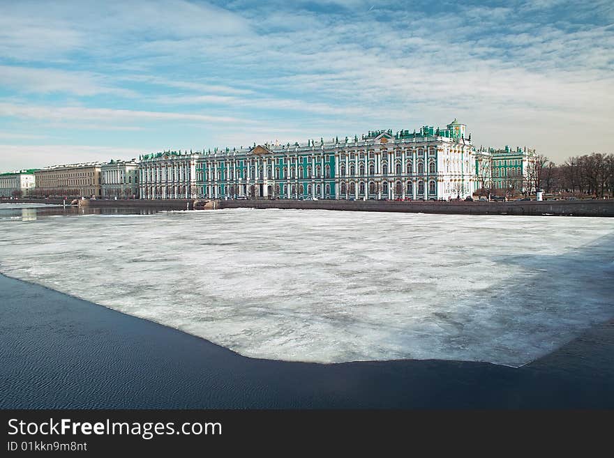 18th century Winter Emperor Palace on the Neva river quay, Saint Petersburg. 18th century Winter Emperor Palace on the Neva river quay, Saint Petersburg