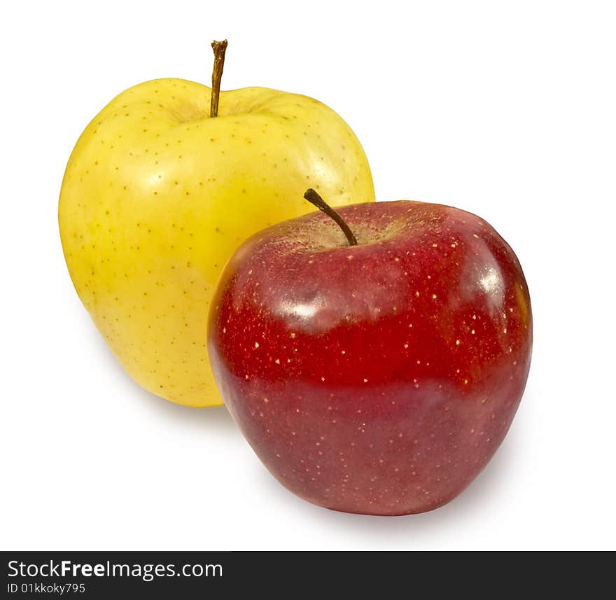 Red & yellow apples isolated on white background. Red & yellow apples isolated on white background