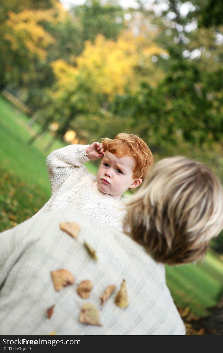 Unhappy son and mother