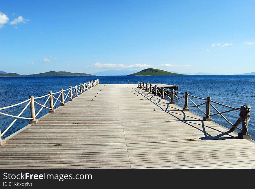 Wharf in the winter at the bodrum coast