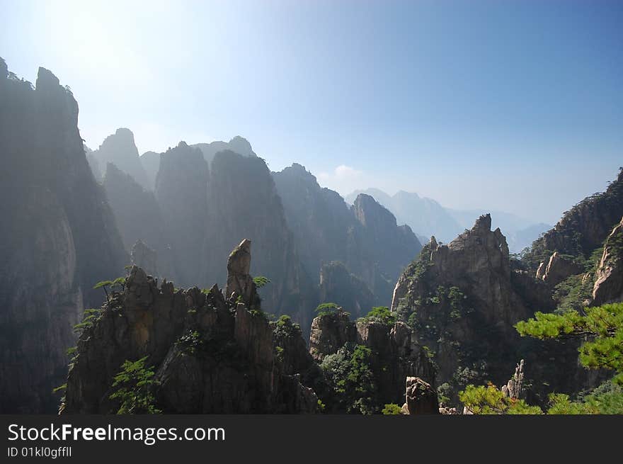 The mountains in the morning, China. The mountains in the morning, China