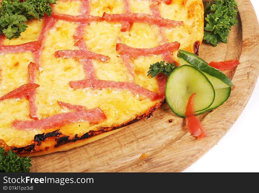 Pizza isolated white fastfood cheese