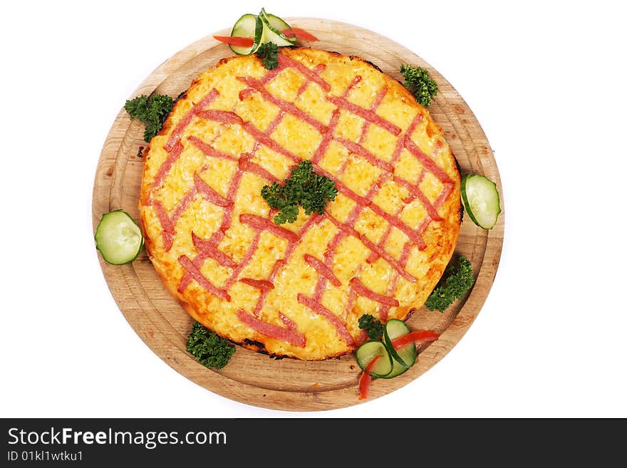 Pizza isolated white fastfood cheese