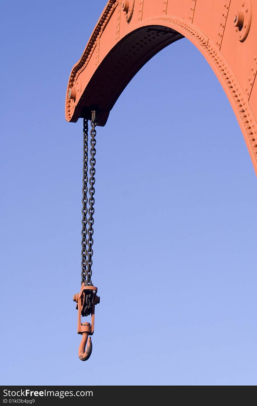 Big orange crane for loading freight