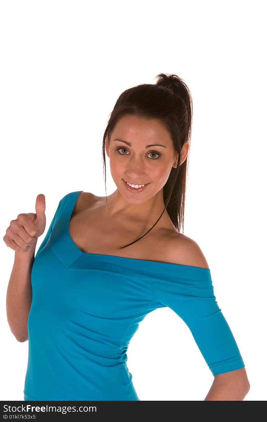 Young woman with thumbs up