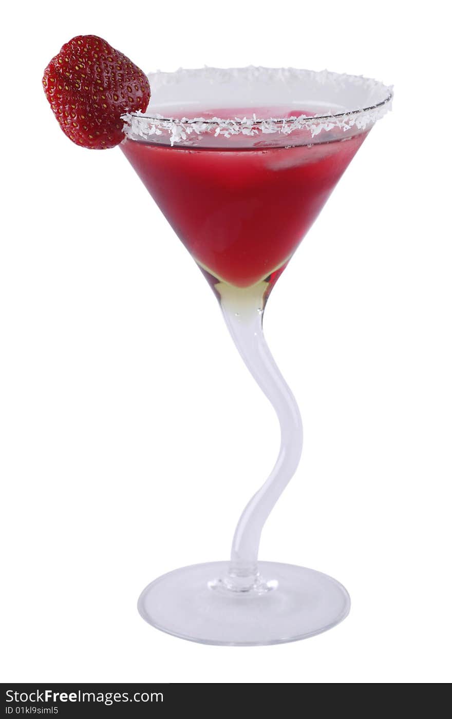 Alcoholic cocktail with a strawberry liquor (Objects with Clipping Paths) a background white. Alcoholic cocktail with a strawberry liquor (Objects with Clipping Paths) a background white