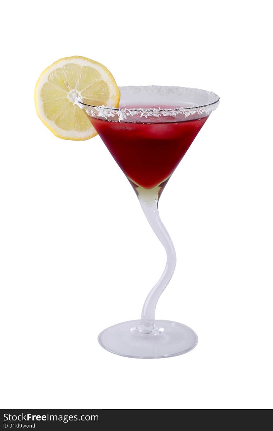 Alcoholic cocktail with a strawberry liquor (Objects with Clipping Paths) a background white. Alcoholic cocktail with a strawberry liquor (Objects with Clipping Paths) a background white