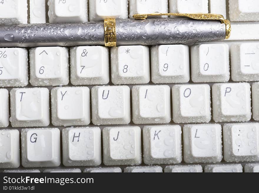 Creative keyboard with drops water