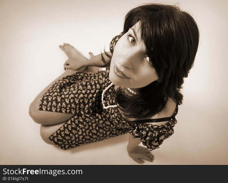 Portrait of young woman in sepia