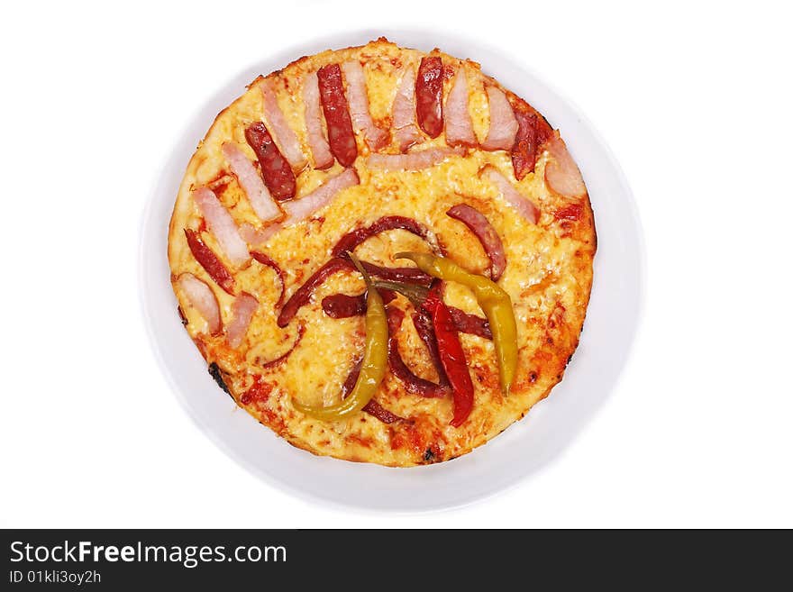 Pizza isolated white fastfood cheese