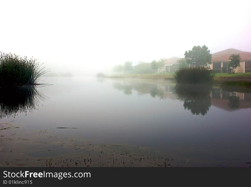 Misty morning reflections