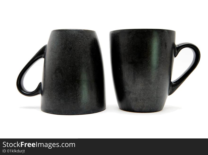 Two black cups isolated