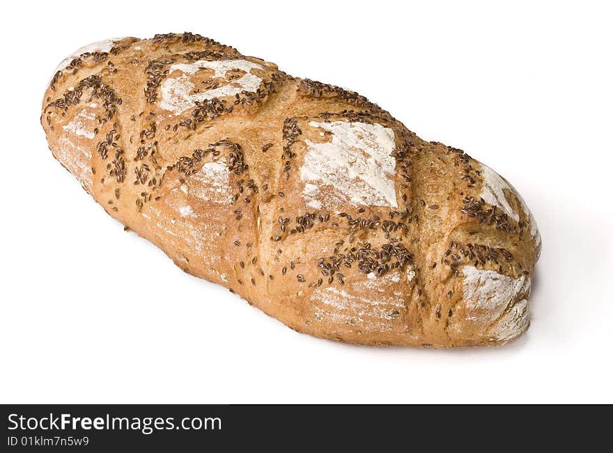 Loaf of bread isolated on white background