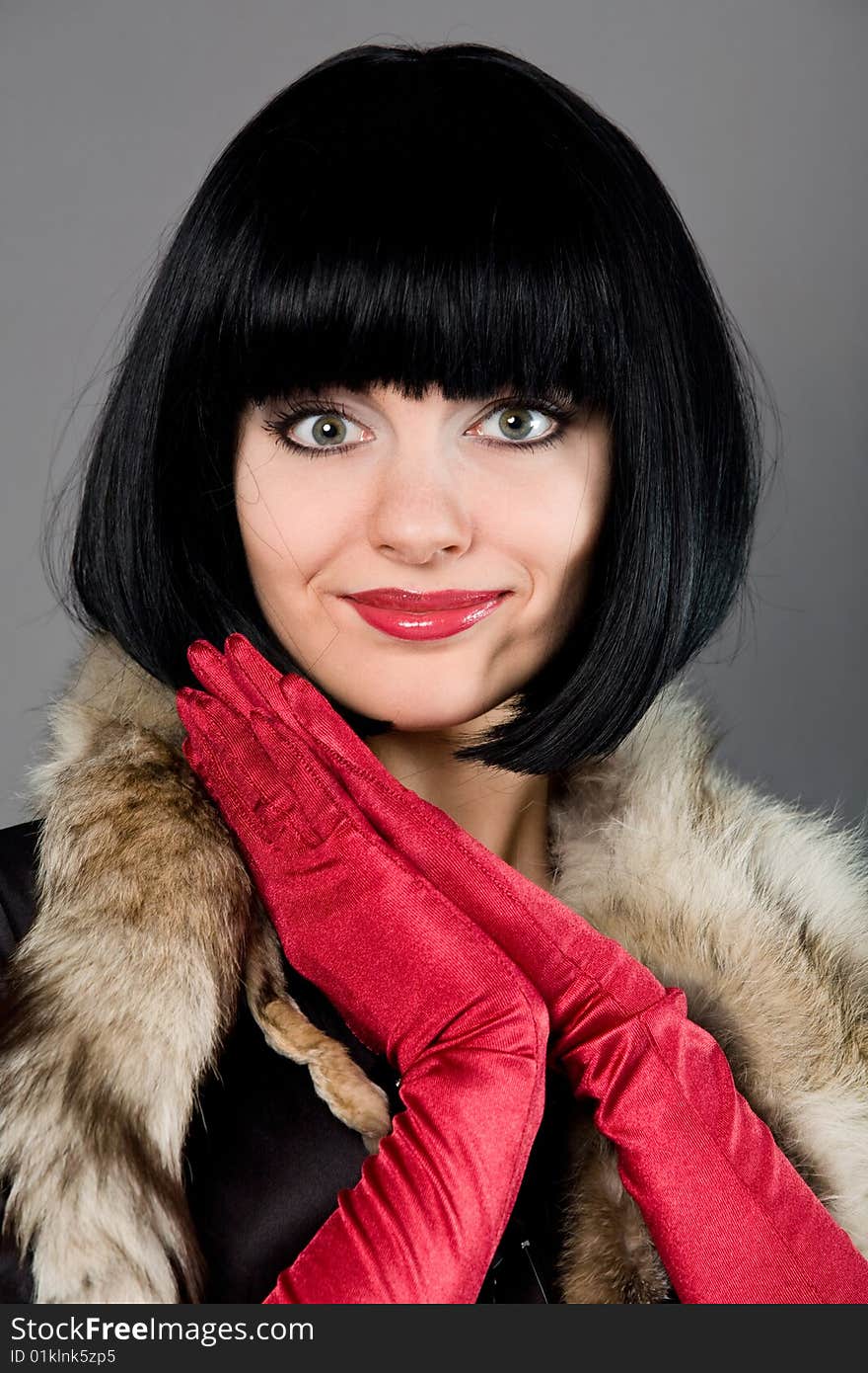 Retro portrait of brunette woman