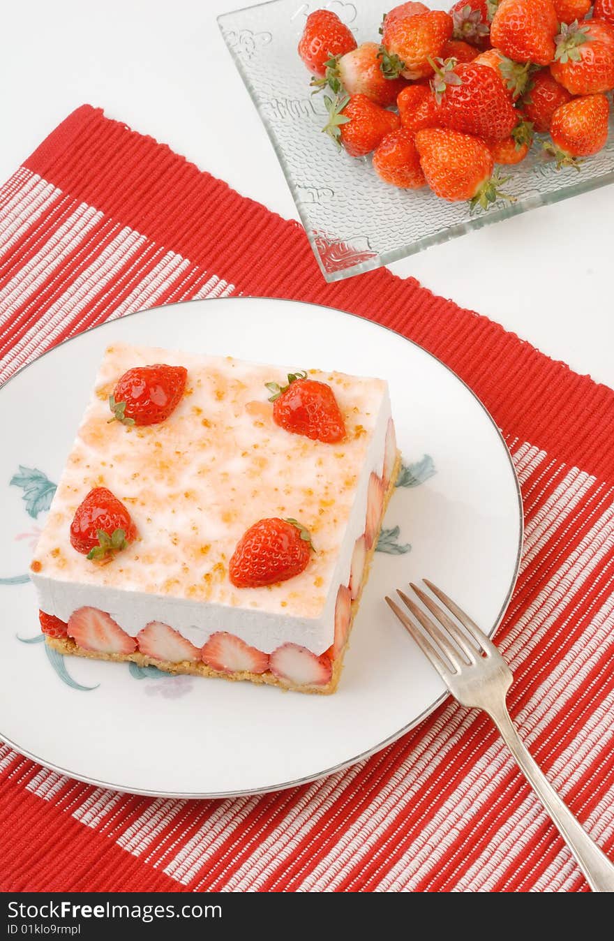 Homemade Strawberry mousse in the dish