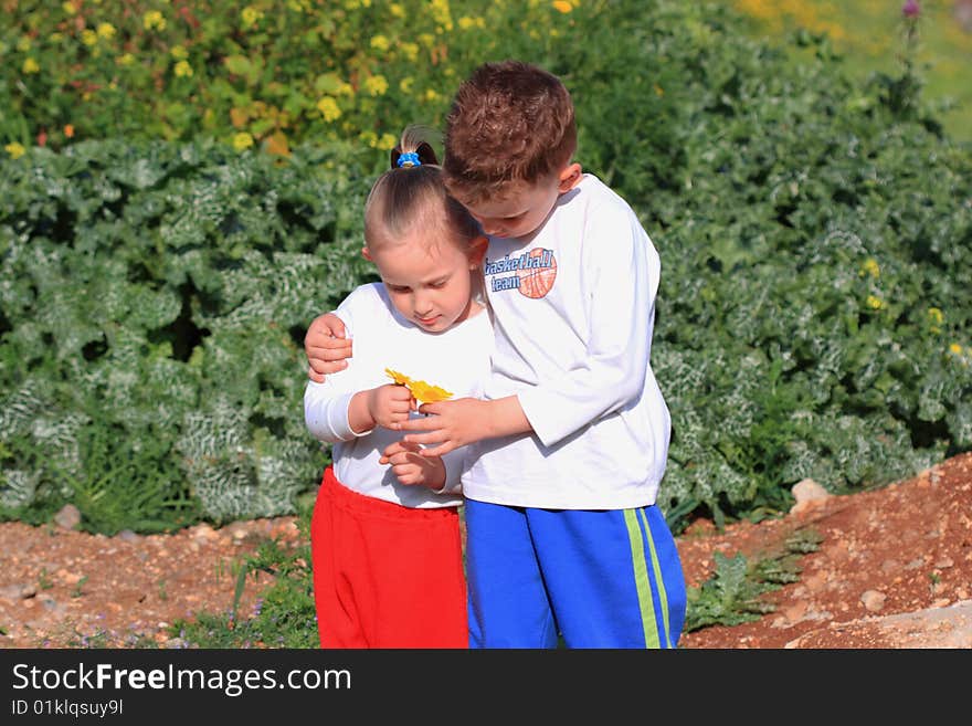 Brother Hugging his Little Sister. Brother Hugging his Little Sister