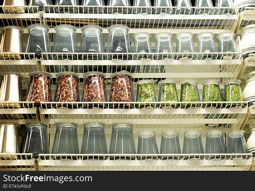 Rows of bottles on the shelf