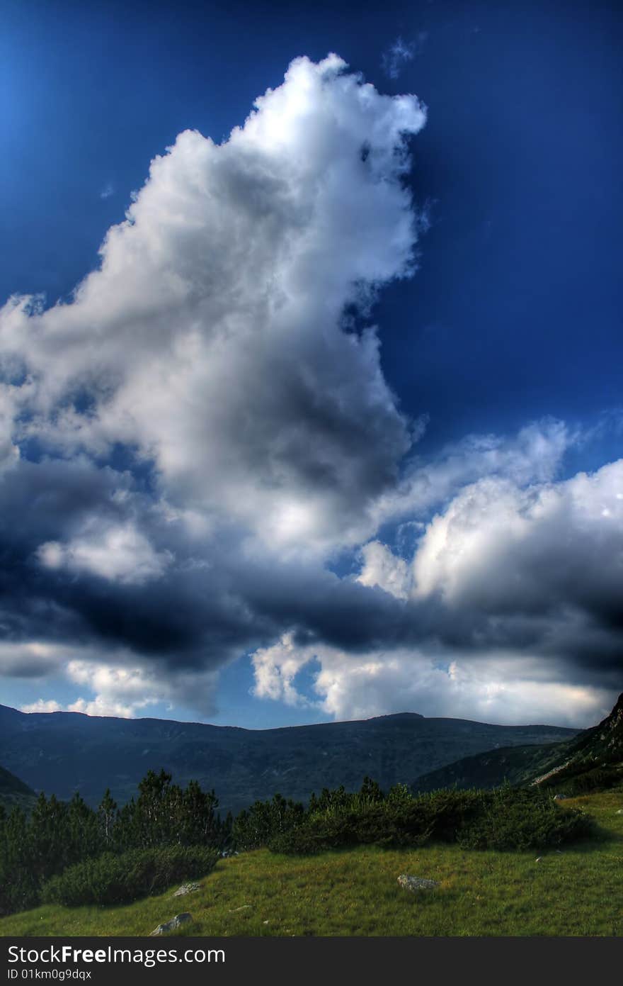 Clouds upon Rila mountains in Bulgaria