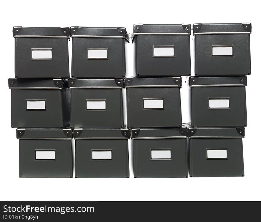 Storage boxes towards white background