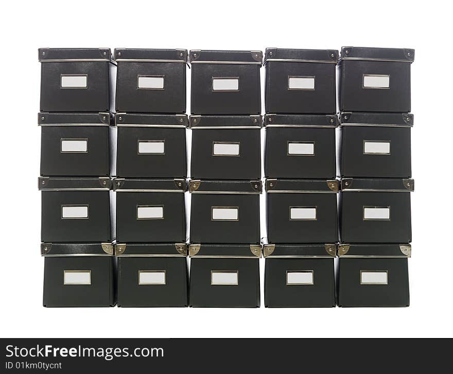 Storage boxes towards white background