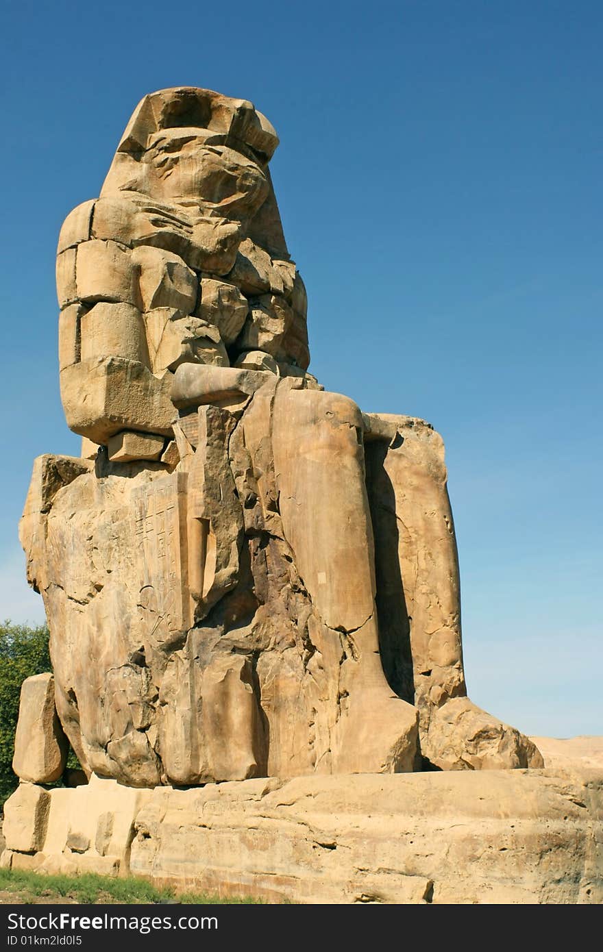 Ancient sculpture of pharaon Memnon's Colossus