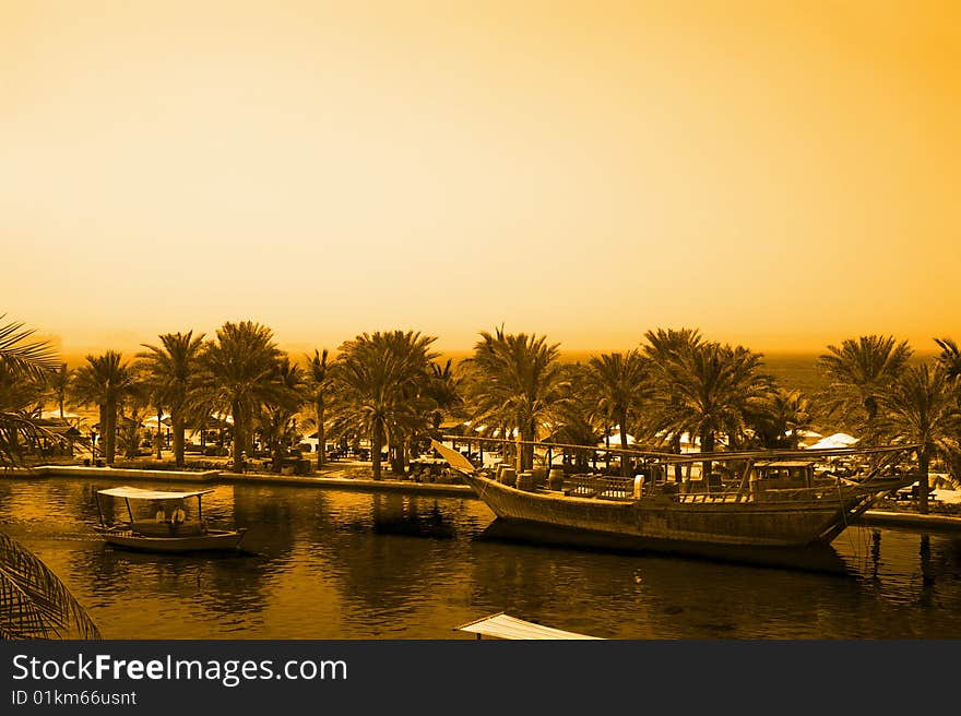 Beautiful sepia view of an island. Beautiful sepia view of an island