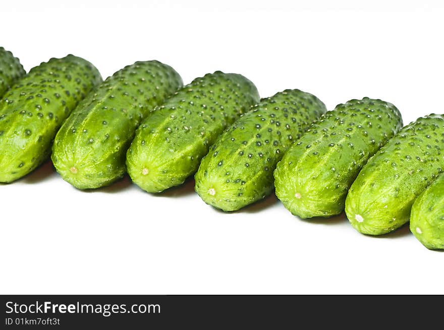 Cucumbers on white background