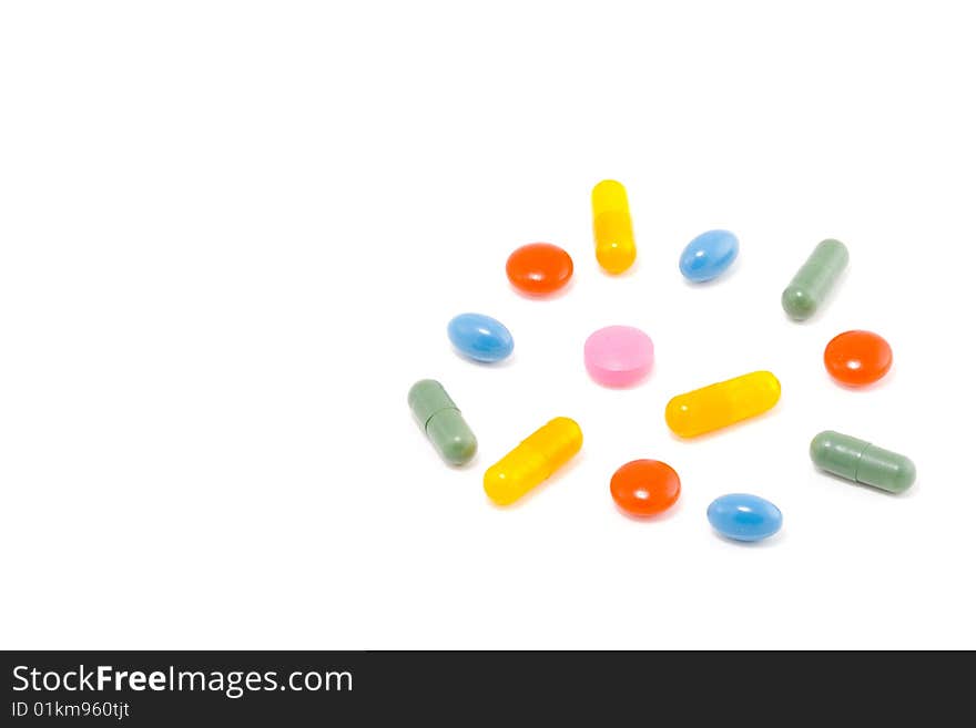 A few various kinds of drugs in different colours