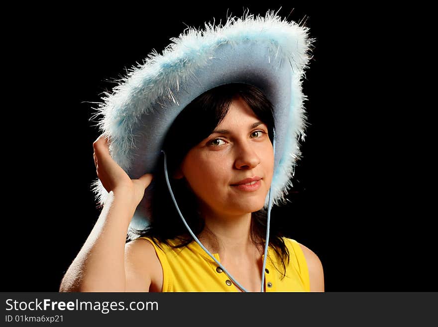 Brunette Girl With Cowboy Hat