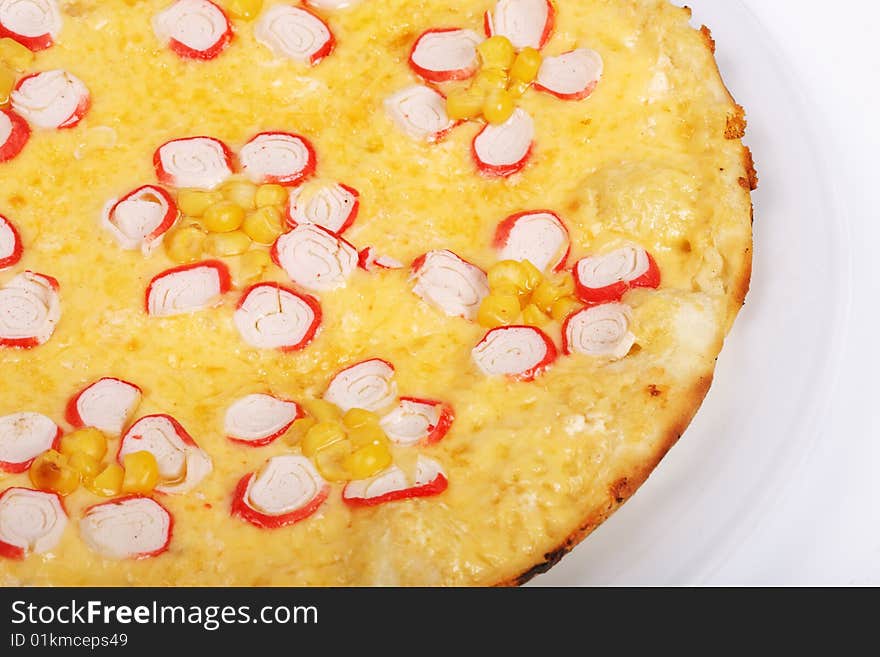 Pizza isolated white fastfood cheese