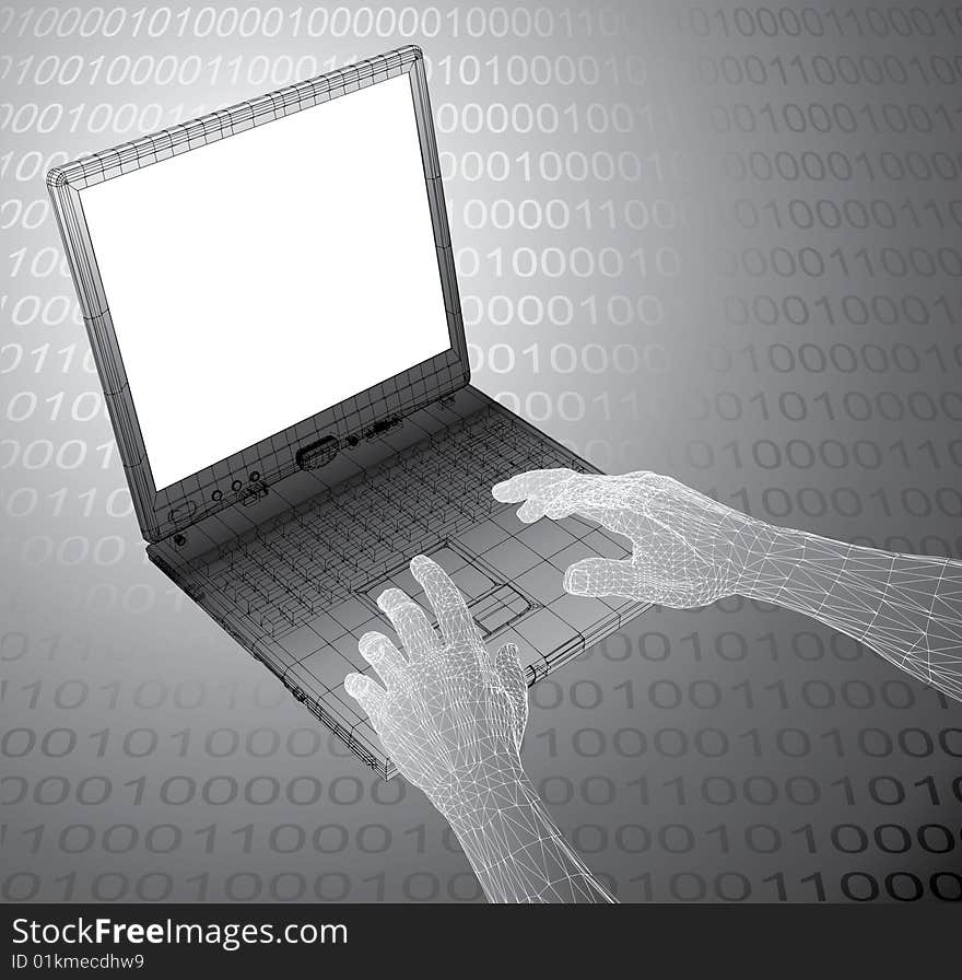 Hands typing on the laptop keyboard. Hands typing on the laptop keyboard